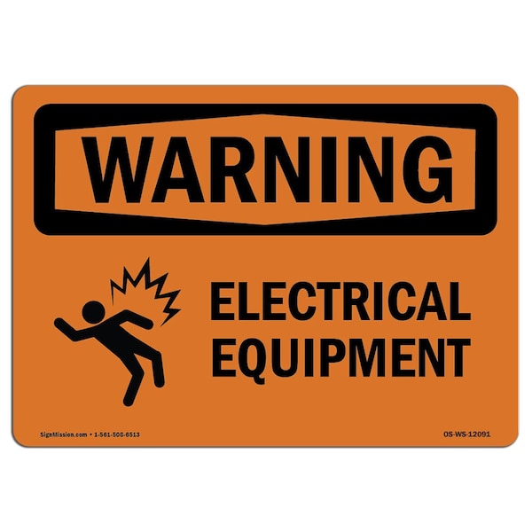 Safety Sign, OSHA WARNING, 7" Height, 10" Width, Aluminum, Electrical Equipment, Landscape